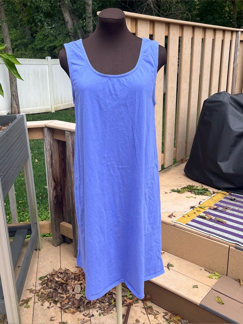 Fresh Produce La Jolla Sleeveless Cotton Dress Pockets Peri Blue Size M Coastal